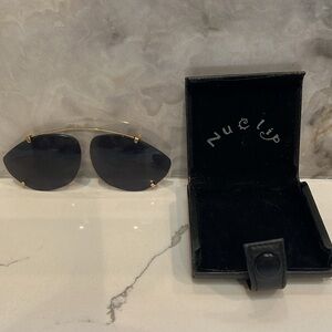 Nu-Clip Custom Clip-On Sunglasses in Denim in Belt Loop Hard Snap Leather Case